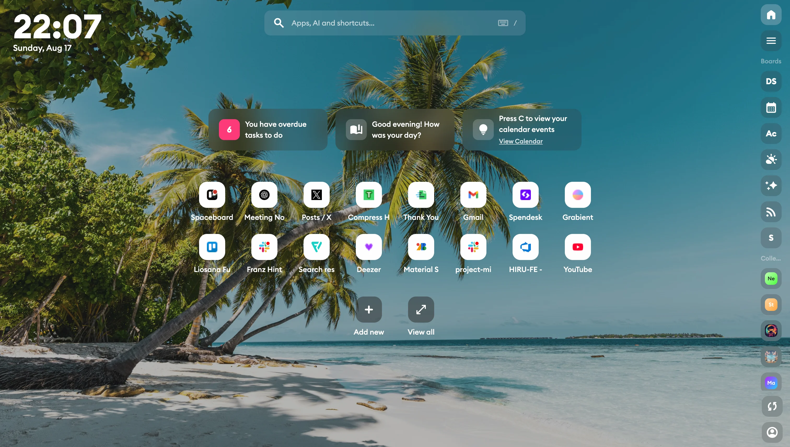 Spaceboard New Tab Dashboard - Screenshot