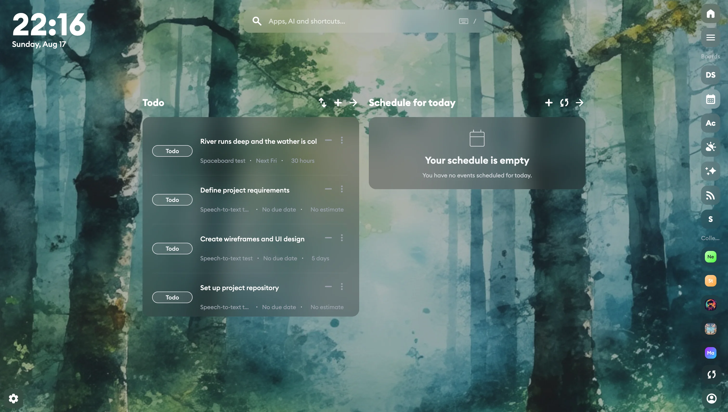 Spaceboard New Tab Dashboard - Screenshot